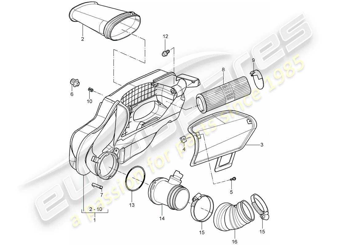 porsche cayman 987 (2007) air cleaner part diagram