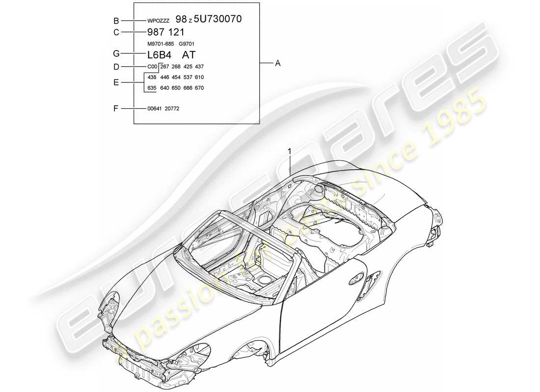 porsche boxster 987 (2010) car body part diagram