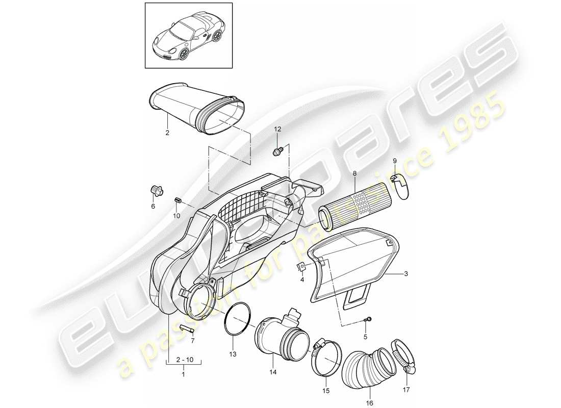 porsche boxster 987 (2012) air cleaner part diagram