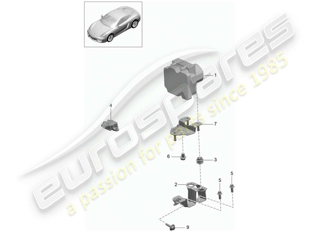 porsche cayman 981 (2014) hydraulic unit part diagram