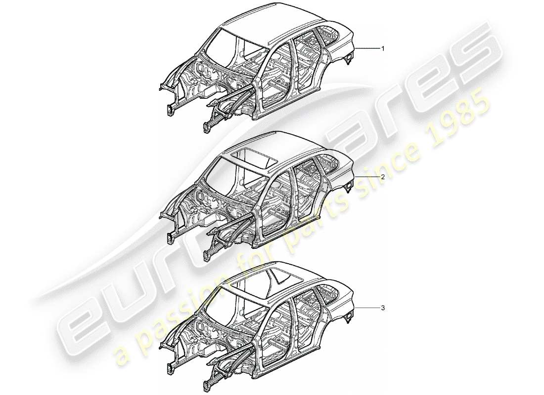 porsche cayenne (2006) car body part diagram