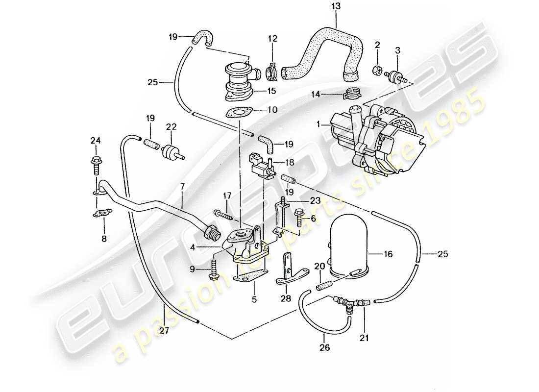 porsche boxster 986 (1998) secondary air pump - - d - mj 2000>> - mj 2002 part diagram