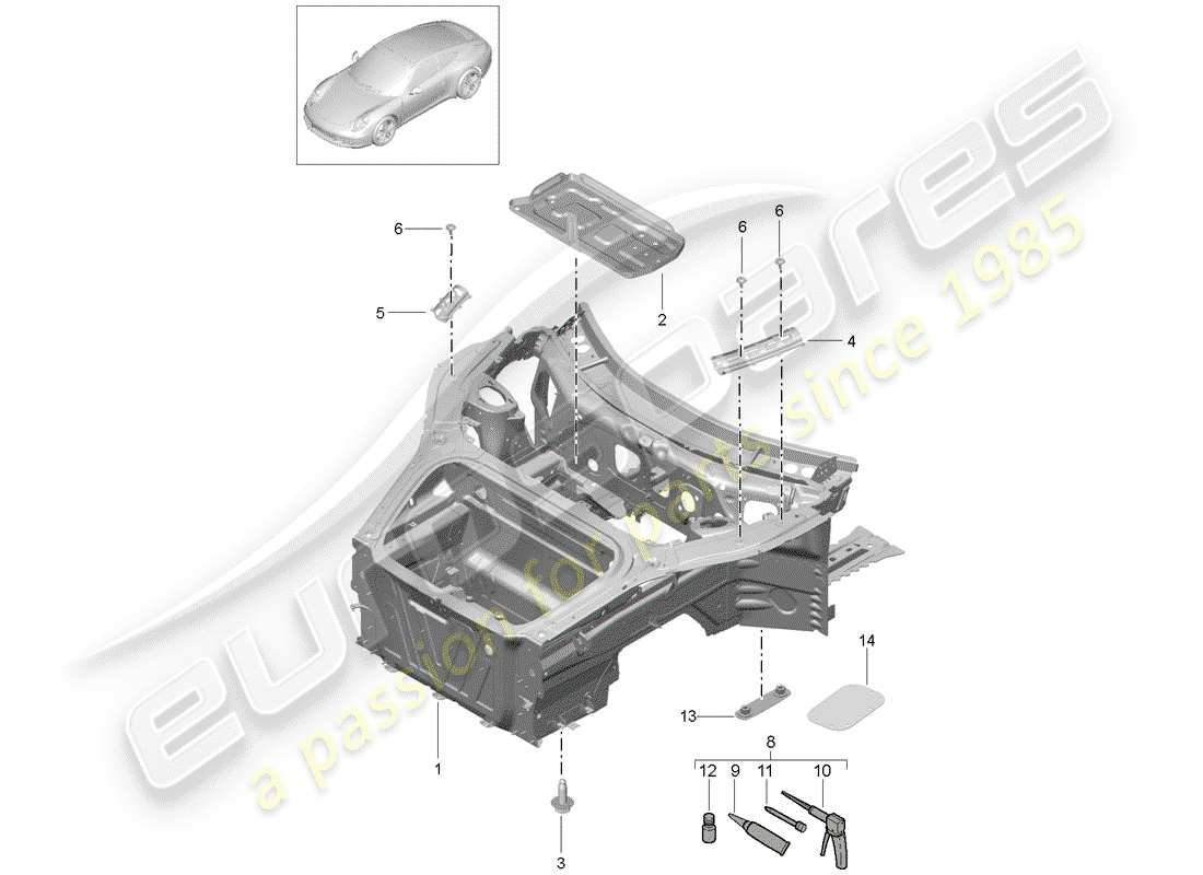 porsche 991 (2013) front end part diagram