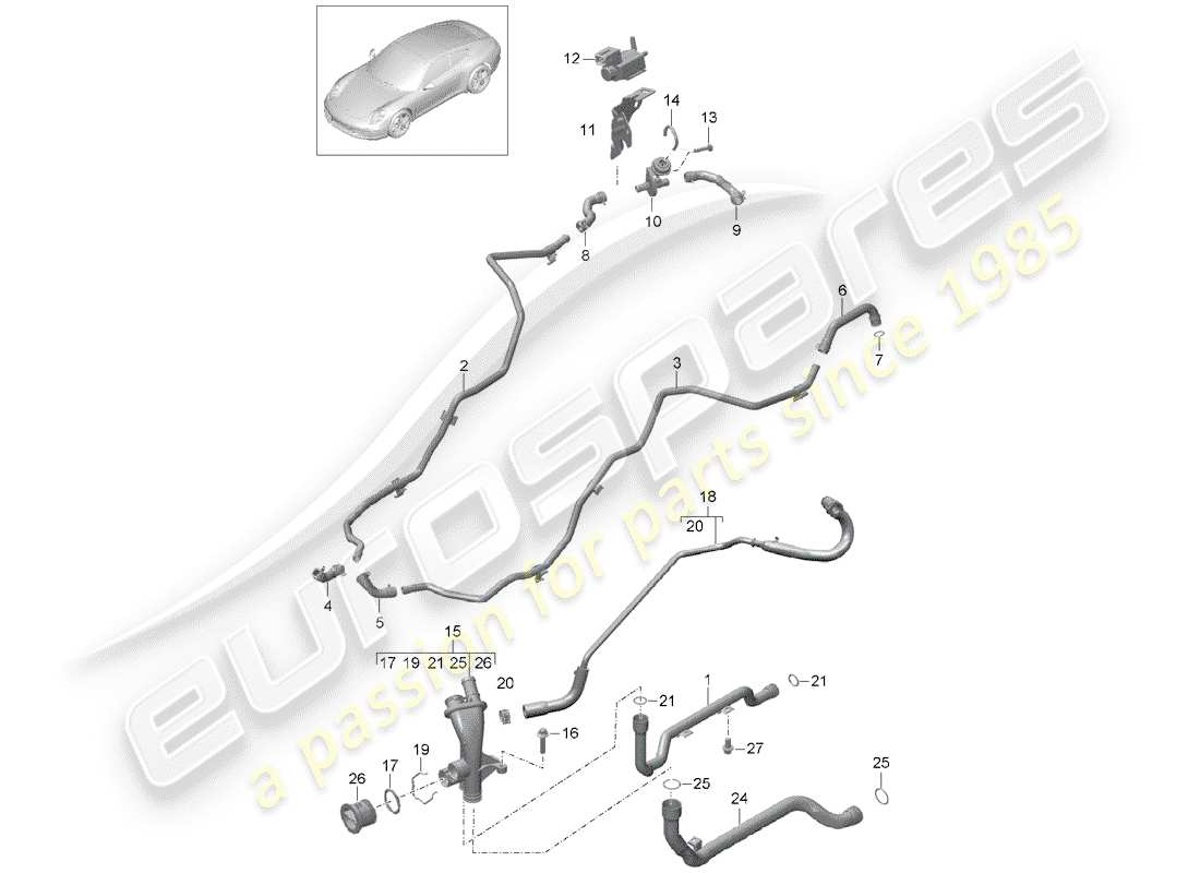 porsche 991 (2016) connection part diagram