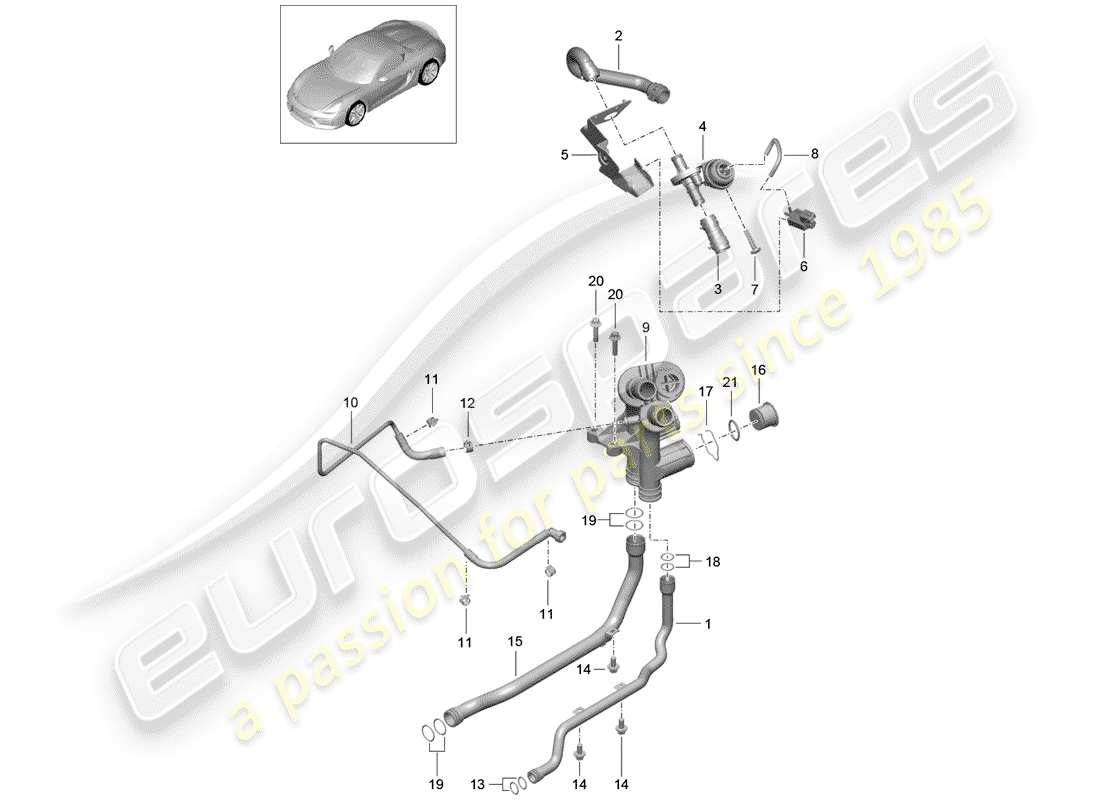 porsche boxster spyder (2016) connection part diagram