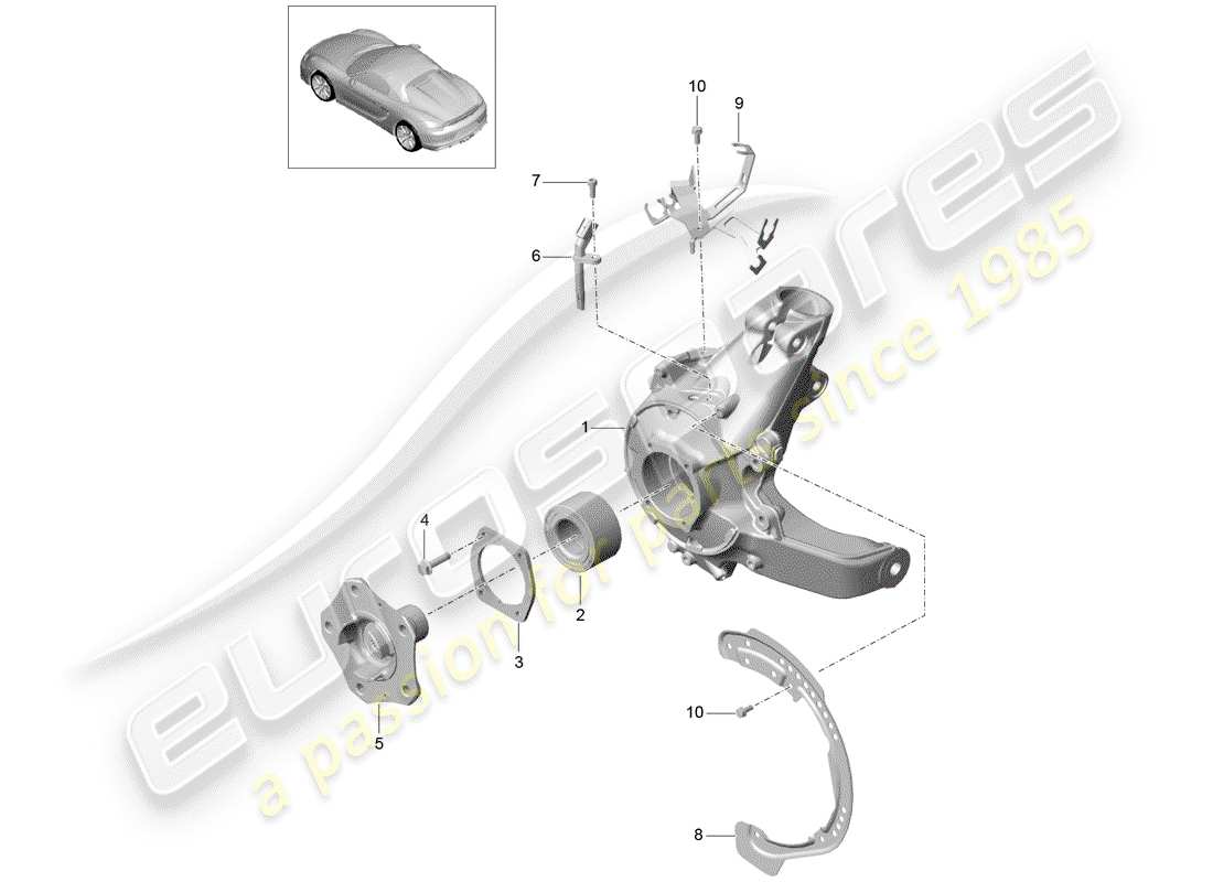 porsche boxster spyder (2016) rear axle part diagram