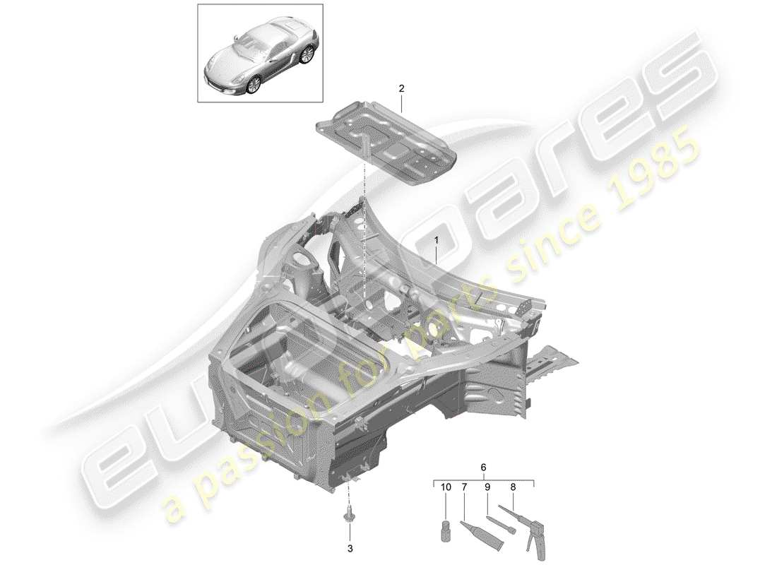 porsche boxster 981 (2016) front end part diagram