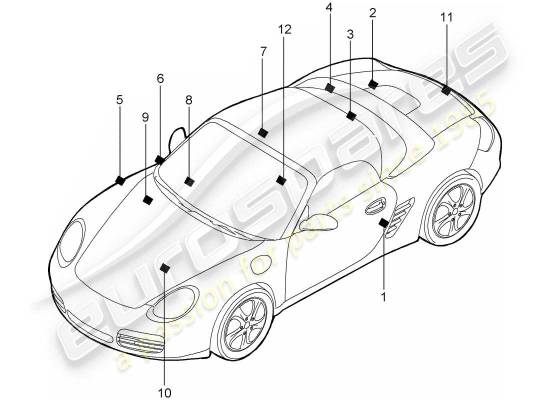 porsche boxster 987 (2012) signs/notices part diagram