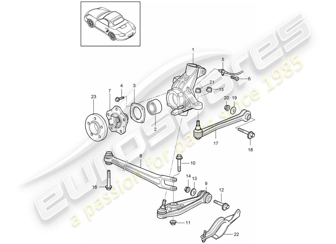 porsche boxster 987 (2012) rear axle part diagram