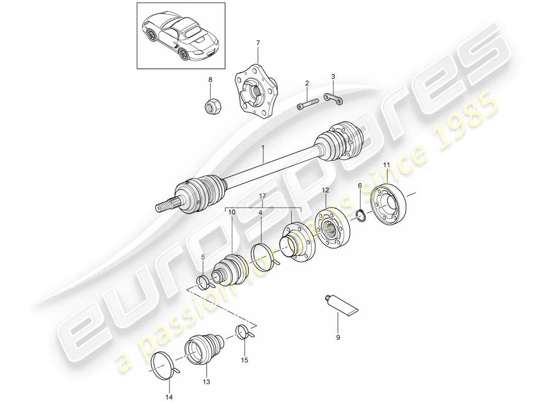 porsche boxster 987 (2012) drive shaft part diagram