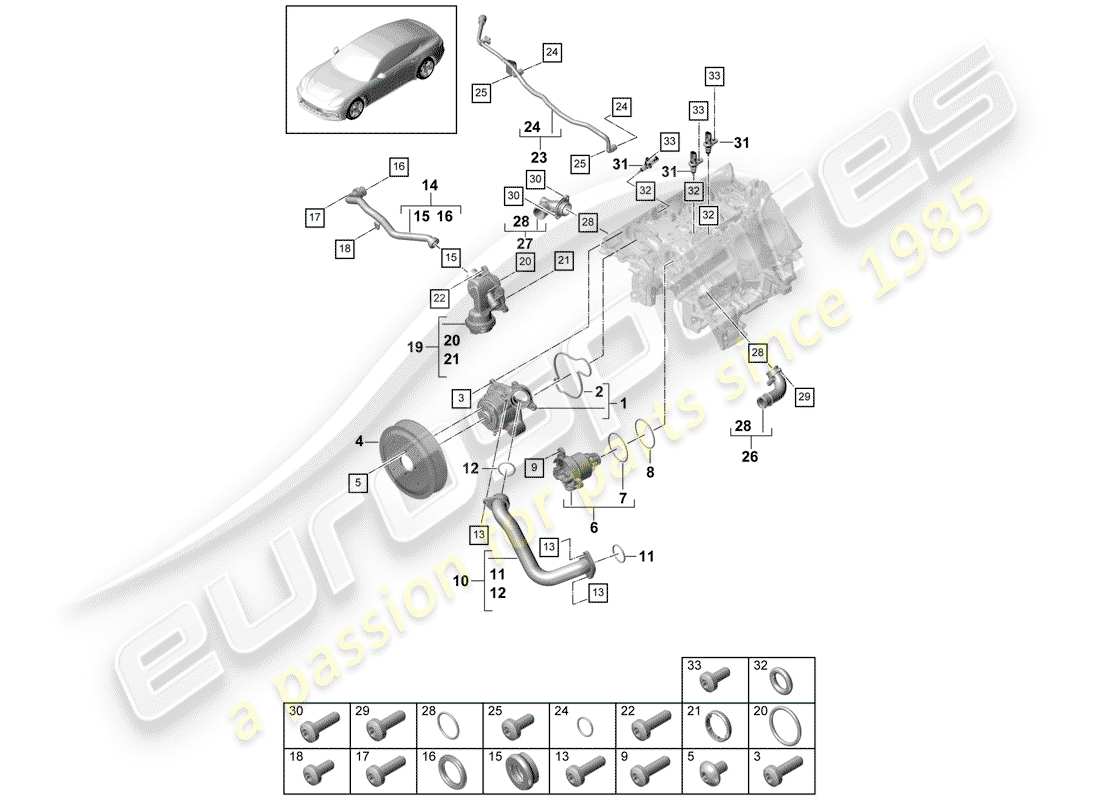 porsche panamera 971 (2020) water pump part diagram