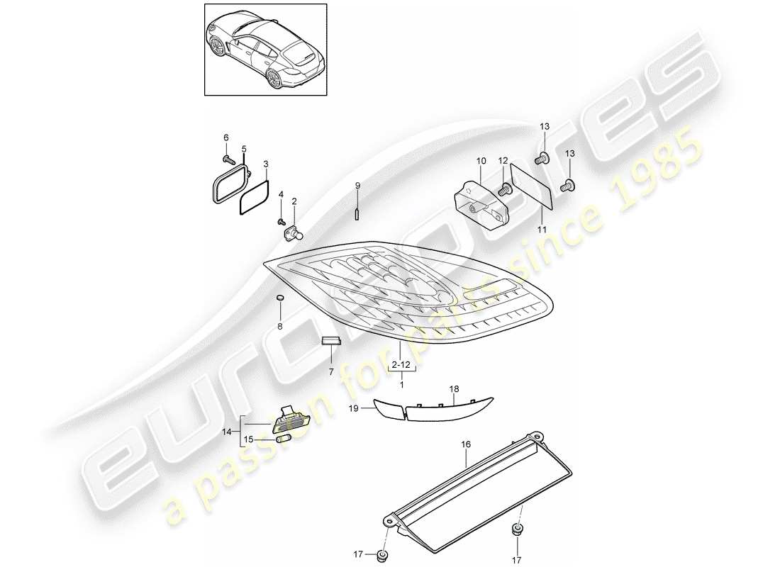 porsche panamera 970 (2012) rear light part diagram