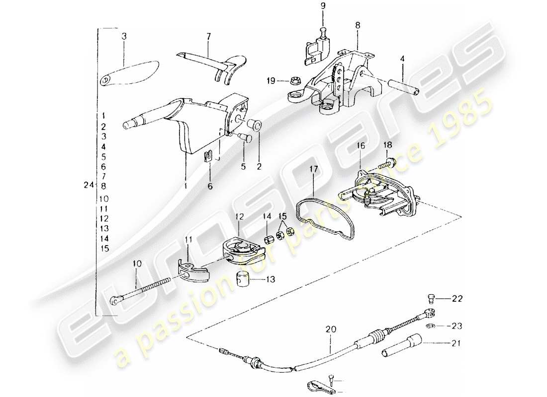 porsche boxster 986 (2001) handbrake - hand brake lever part diagram