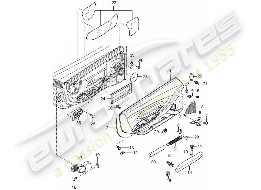 porsche carrera gt (2006) door panel part diagram