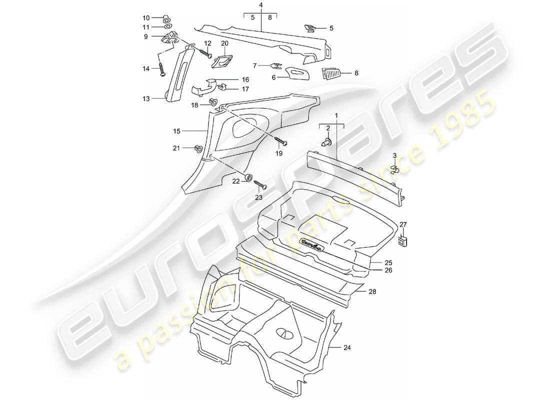 porsche 996 t/gt2 (2002) trims part diagram