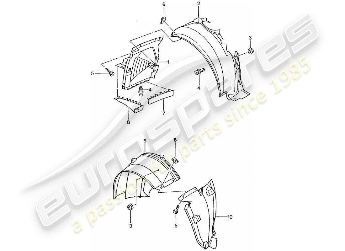 porsche 996 t/gt2 (2001) trims - for - wheel housing part diagram