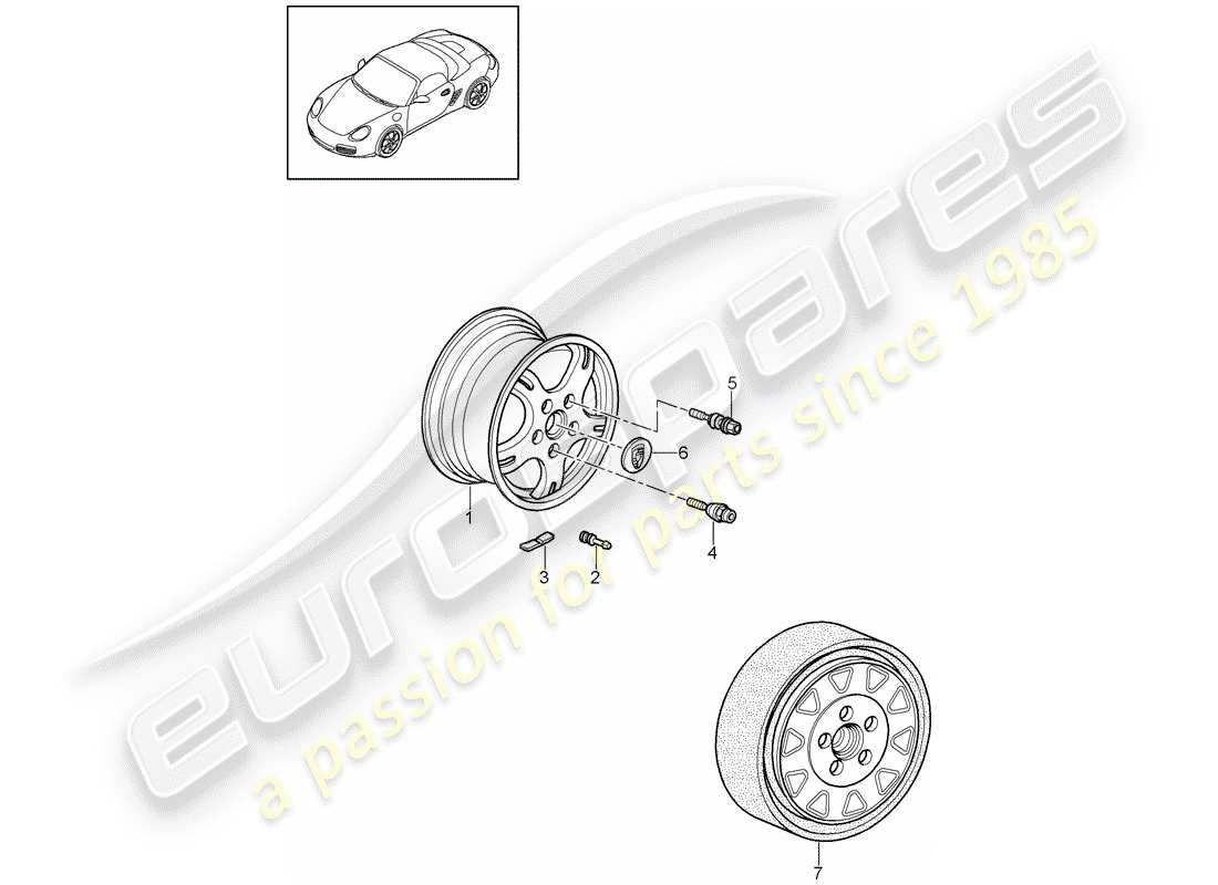 porsche boxster 987 (2009) wheels part diagram