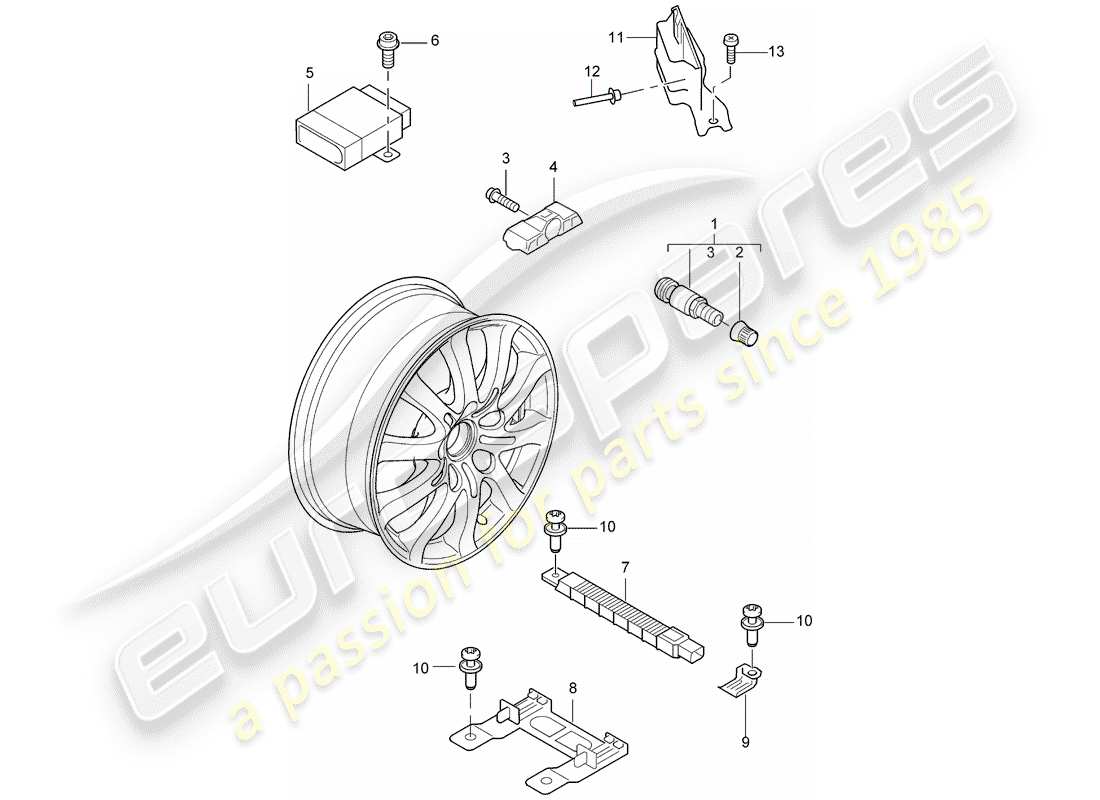 porsche cayenne (2006) tire pressure control system part diagram