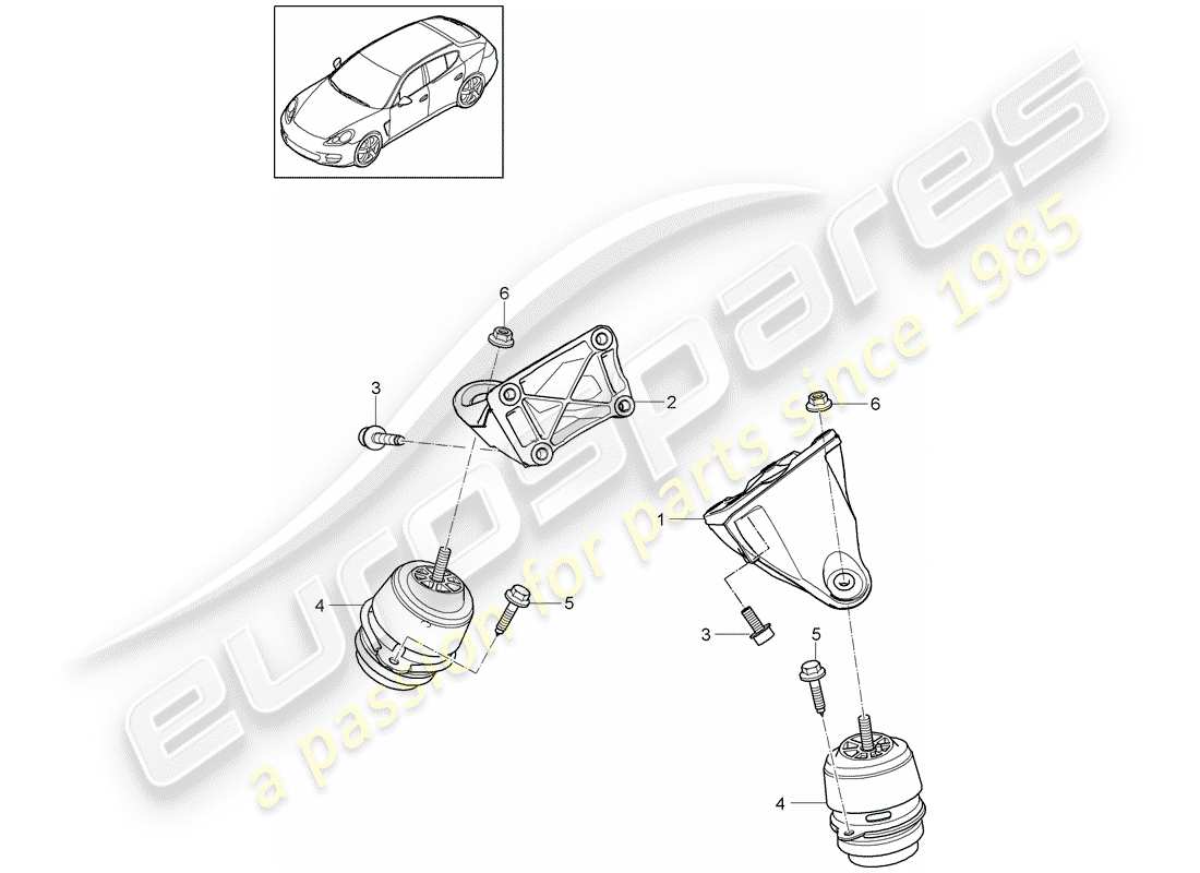 porsche panamera 970 (2016) engine suspension part diagram