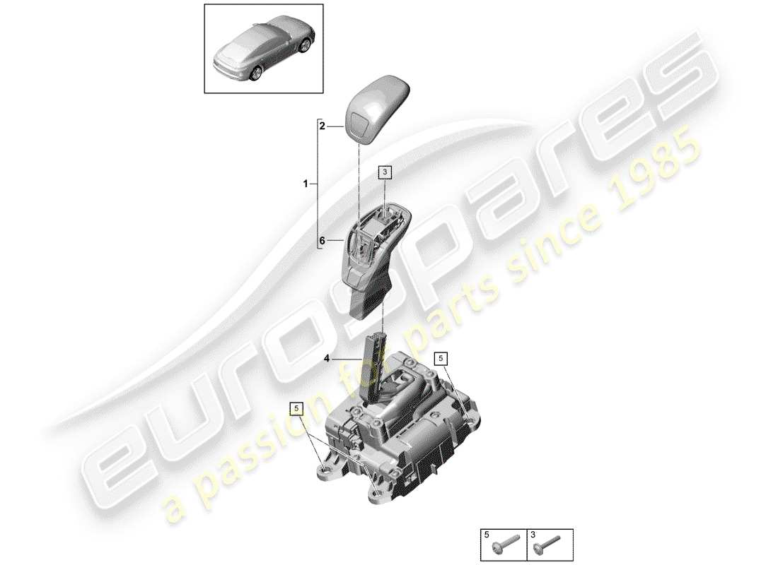 porsche panamera 971 (2020) selector lever part diagram