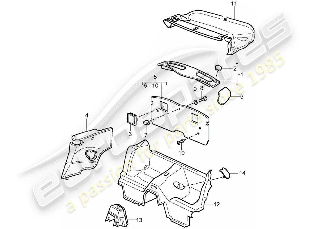 porsche 996 t/gt2 (2002) trims - d - mj 2004>> part diagram