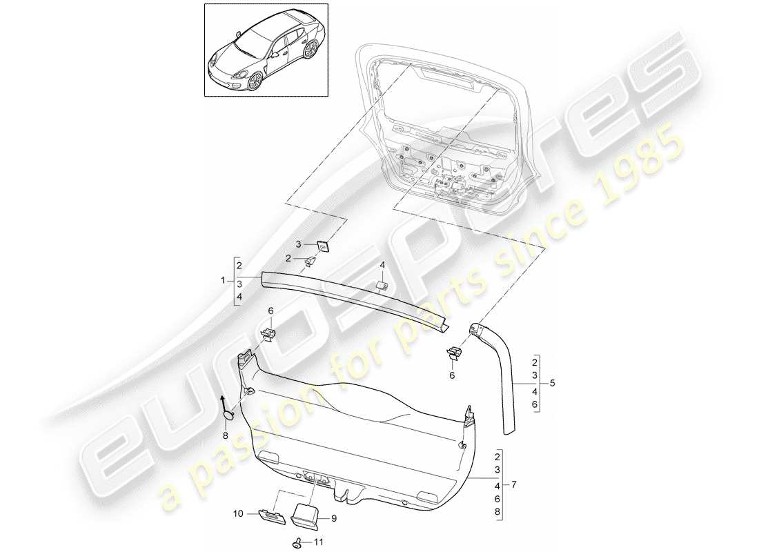 porsche panamera 970 (2012) trims part diagram