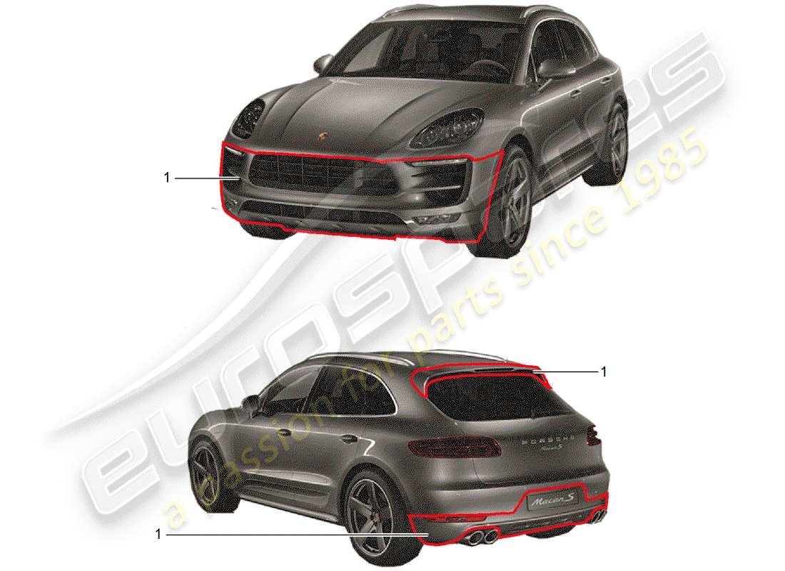 porsche tequipment macan (2014) sport design package part diagram