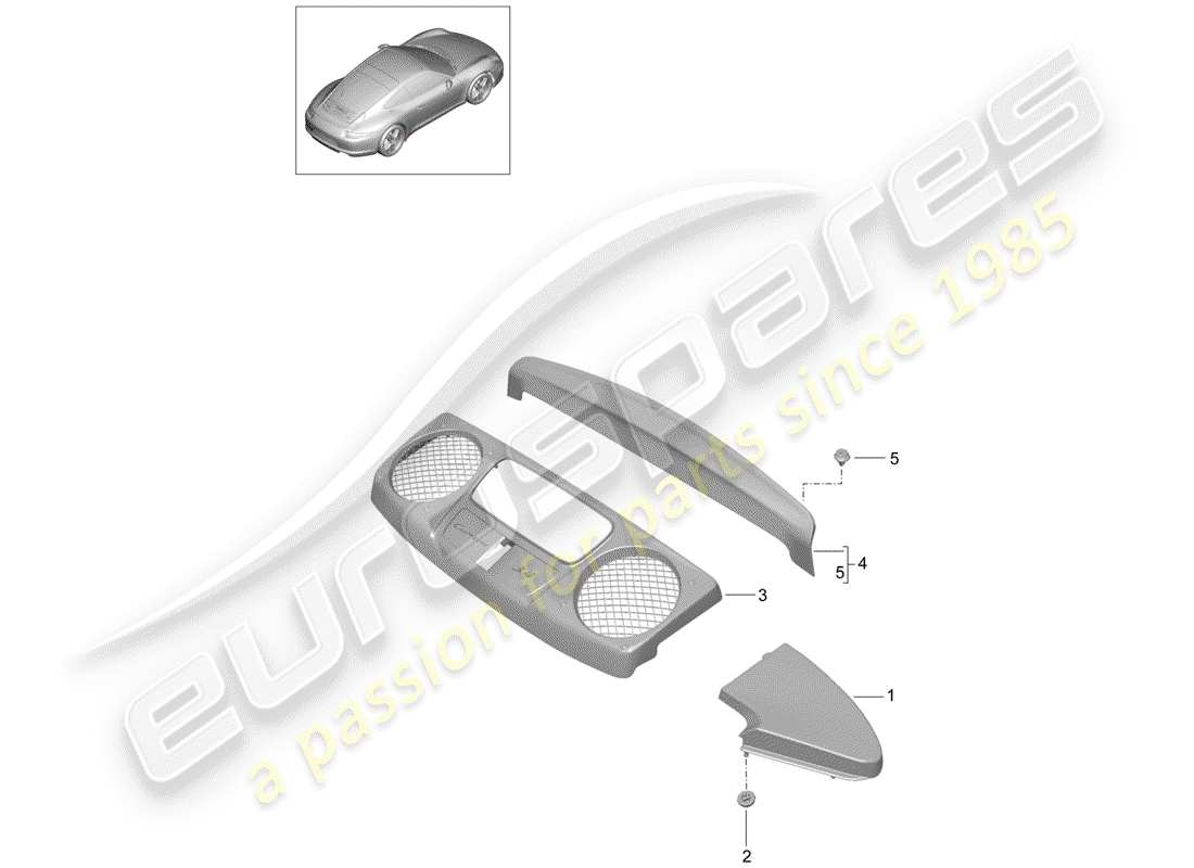 porsche 991 (2012) lining part diagram