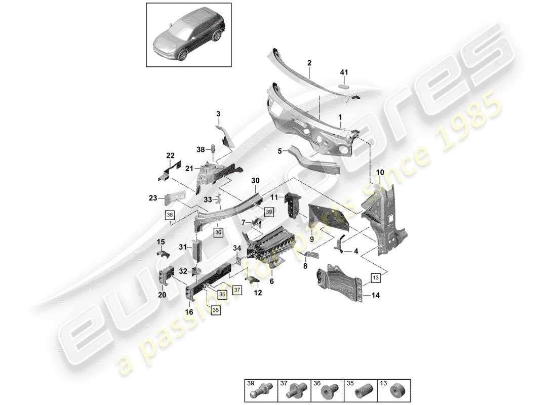 porsche cayenne e3 (2020) front end part diagram