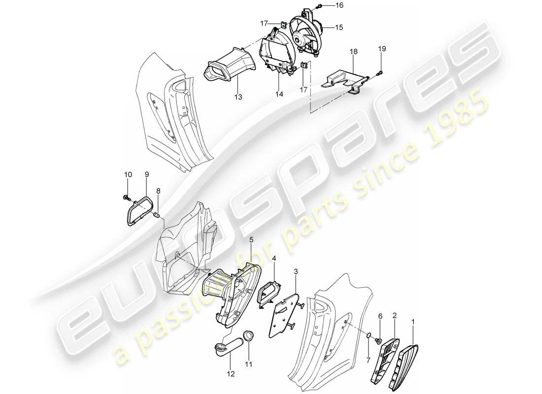 porsche cayman 987 (2007) ventilation part diagram