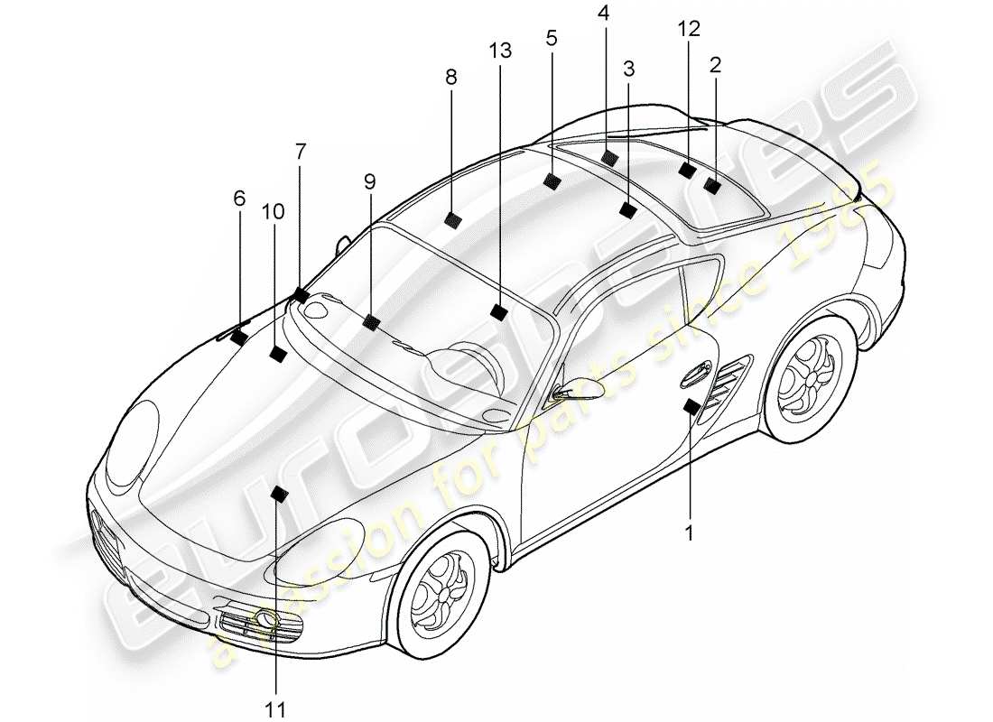 porsche cayman 987 (2010) signs/notices part diagram