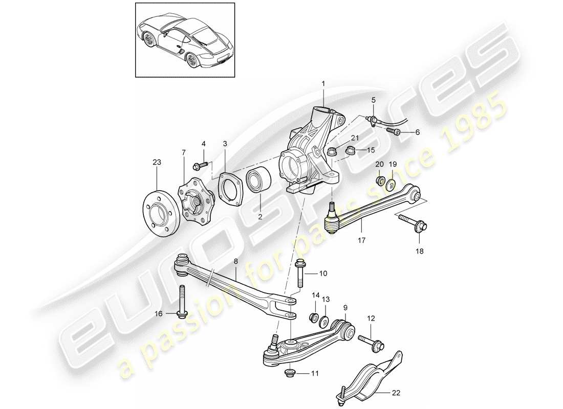 porsche cayman 987 (2010) rear axle part diagram