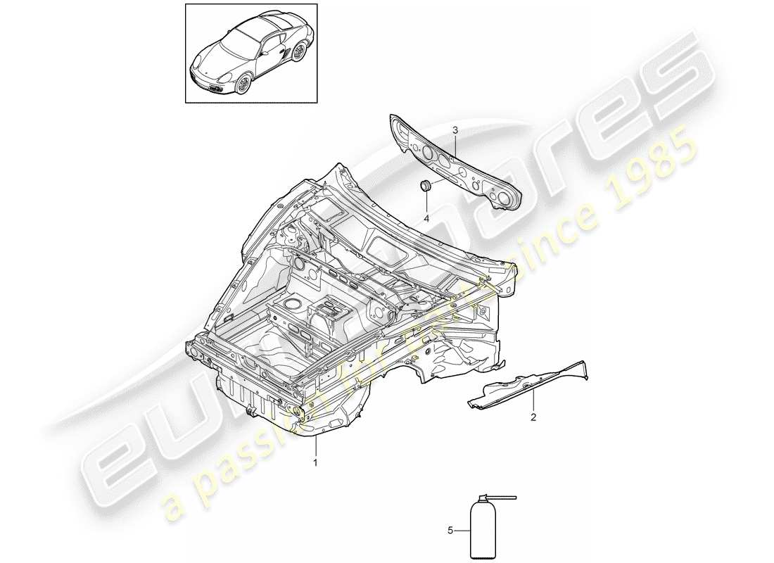 porsche cayman 987 (2010) front end part diagram