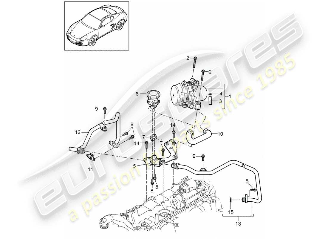 porsche cayman 987 (2010) air injection part diagram