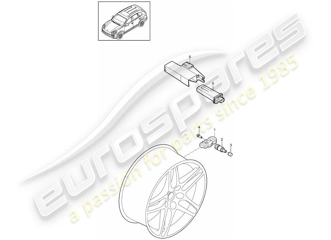 porsche cayenne e2 (2016) tire pressure control system part diagram