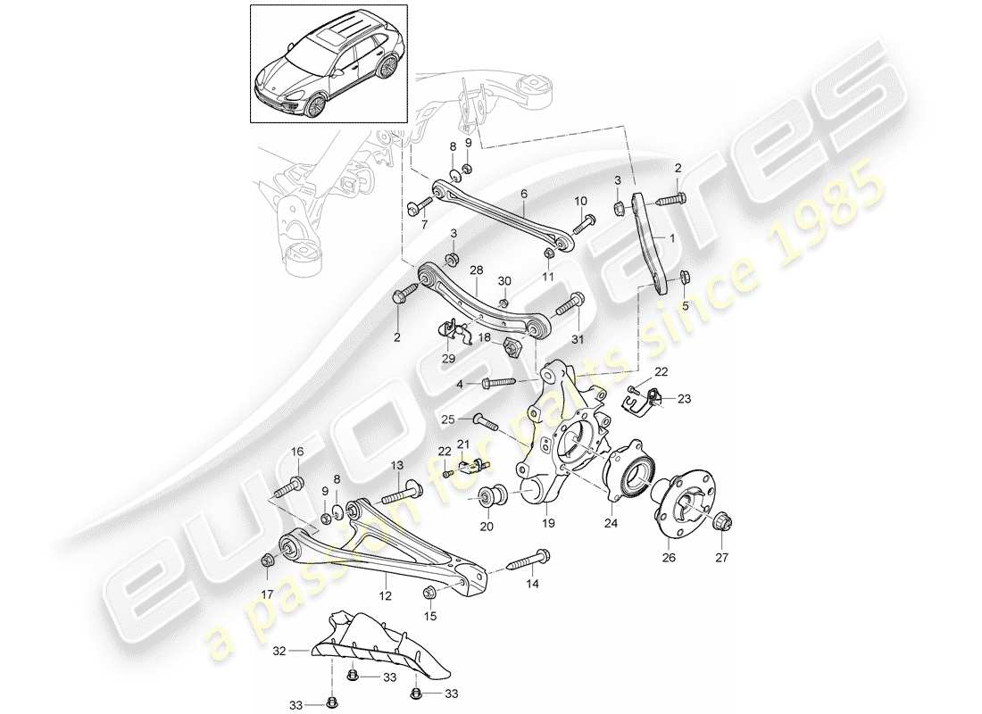 porsche cayenne e2 (2017) rear axle part diagram