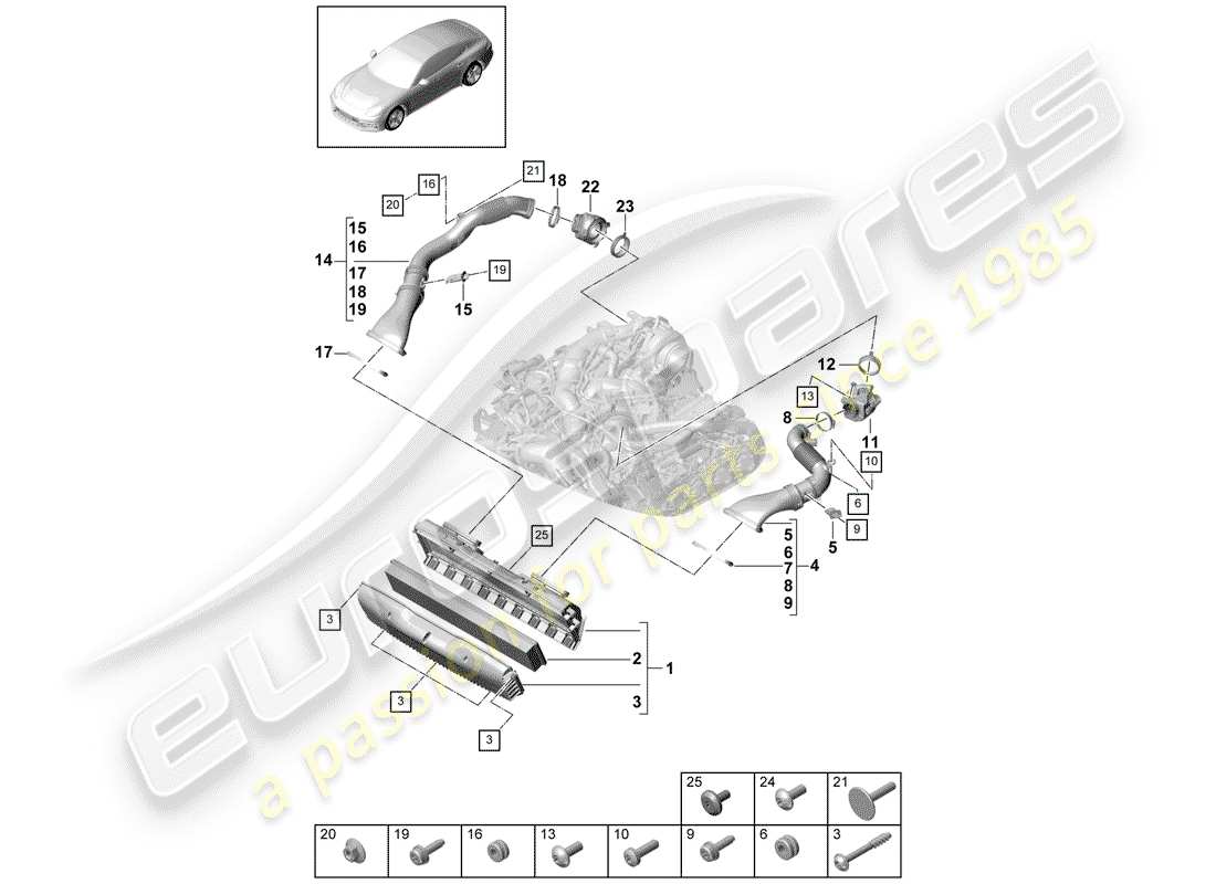 porsche panamera 971 (2017) air cleaner housing part diagram