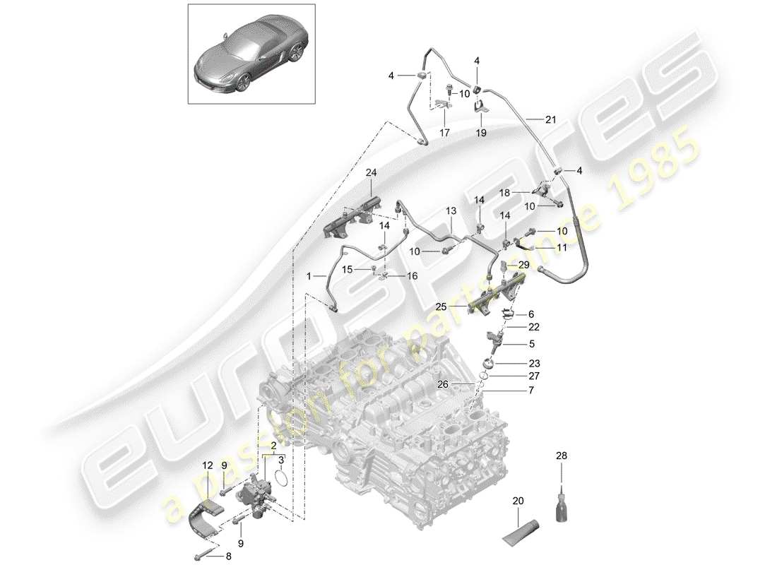 porsche boxster 981 (2016) fuel collection pipe part diagram