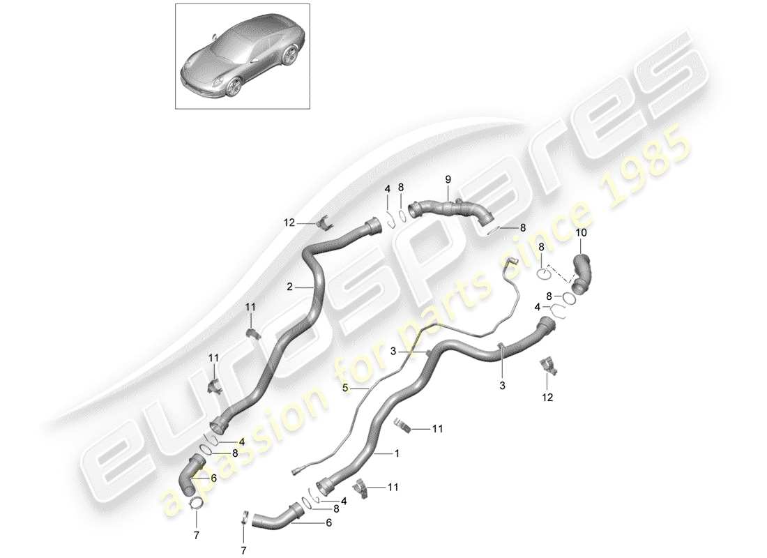 porsche 991 (2012) water cooling 1 part diagram