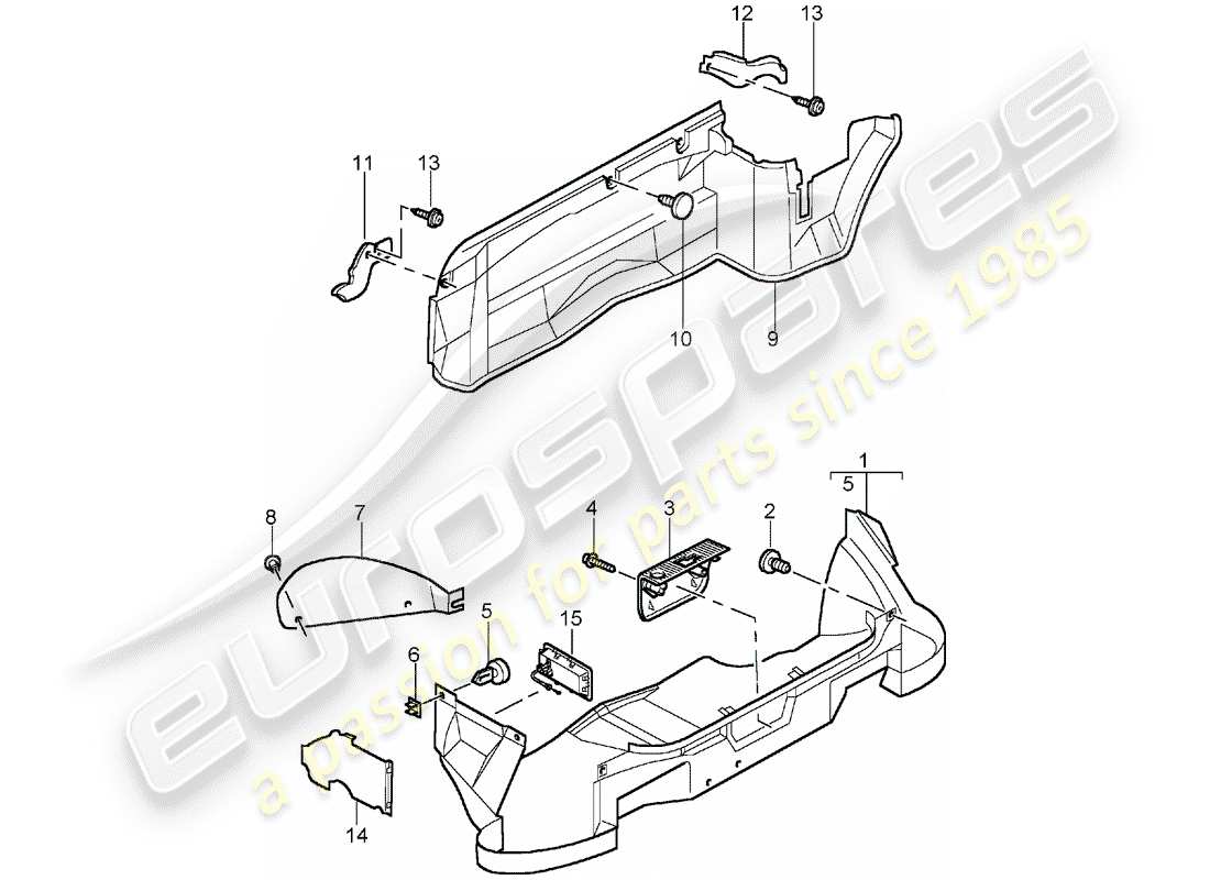 porsche boxster 986 (2000) luggage compartment part diagram