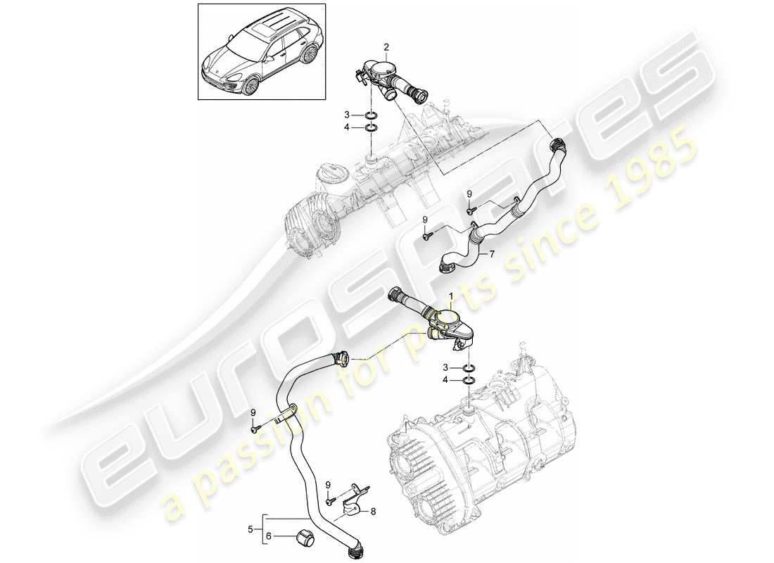 porsche cayenne e2 (2016) crankcase breather part diagram