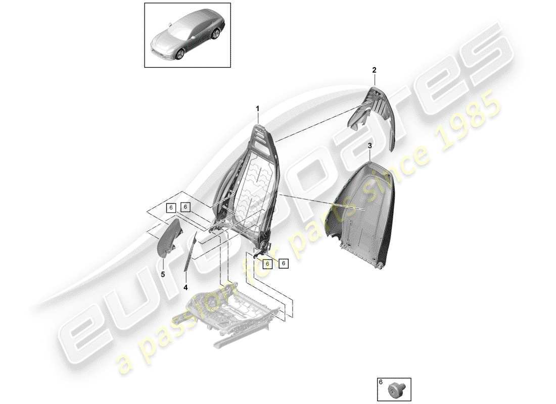 porsche panamera 971 (2018) backrest part diagram