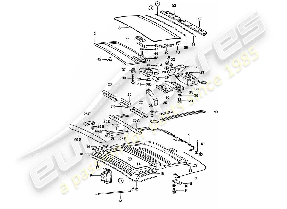 porsche 911 (1982) sunroof part diagram