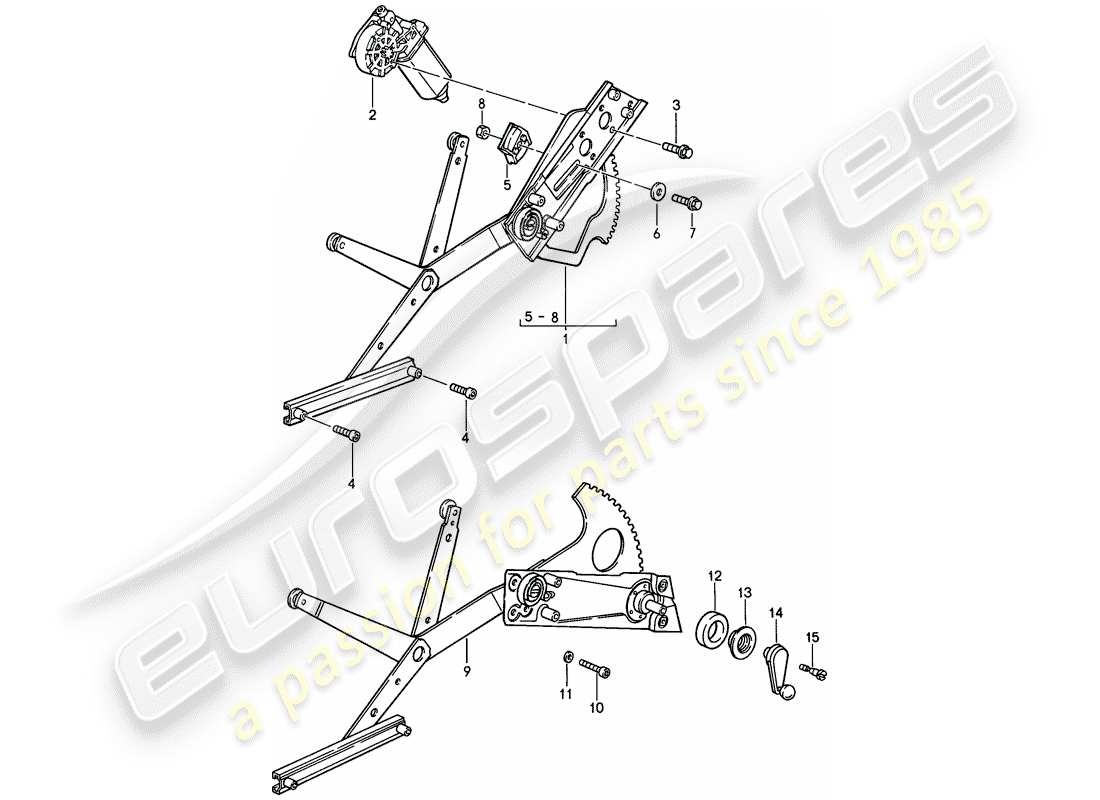 porsche 911 (1988) window regulator part diagram