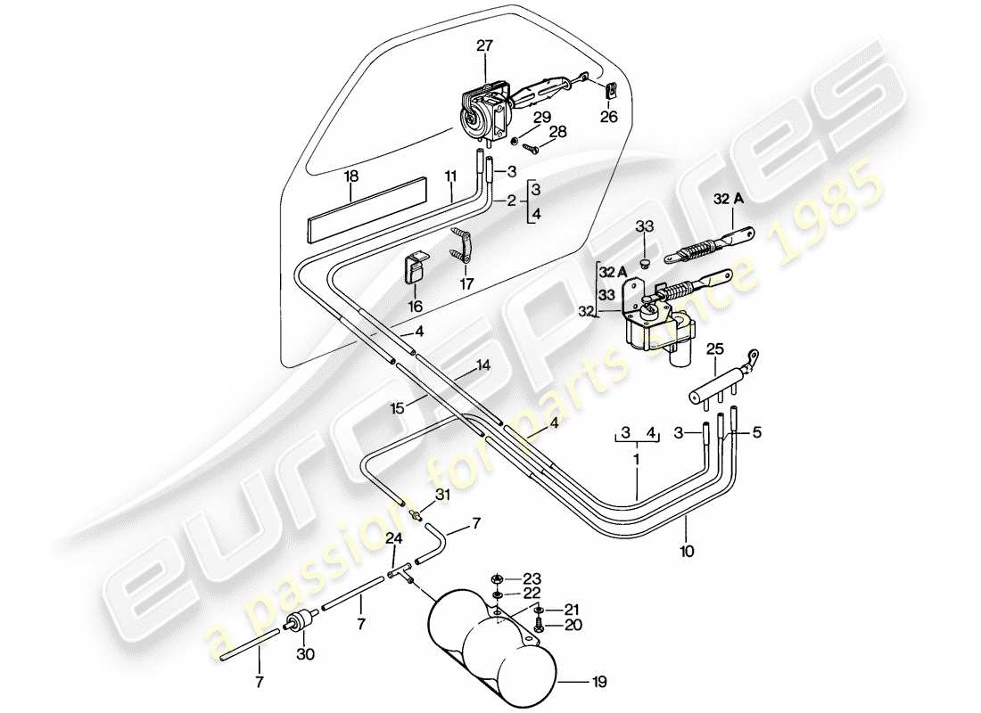 porsche 928 (1979) central locking system part diagram