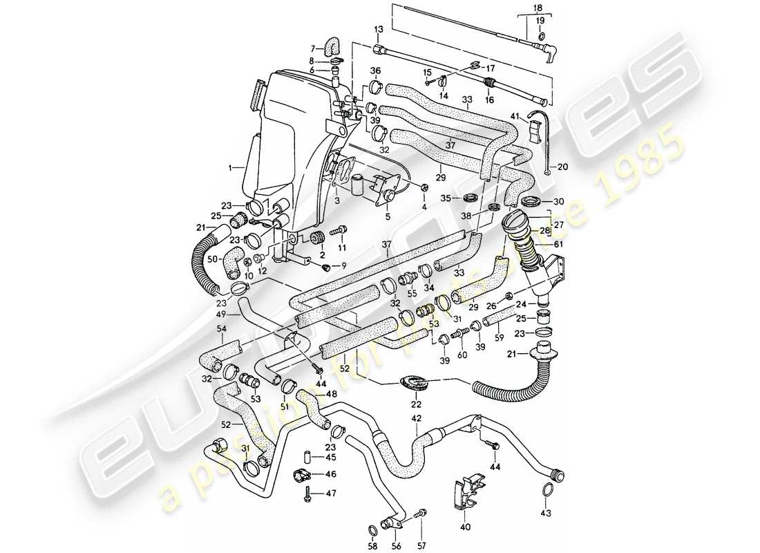 porsche 993 (1994) oil tank - lines part diagram