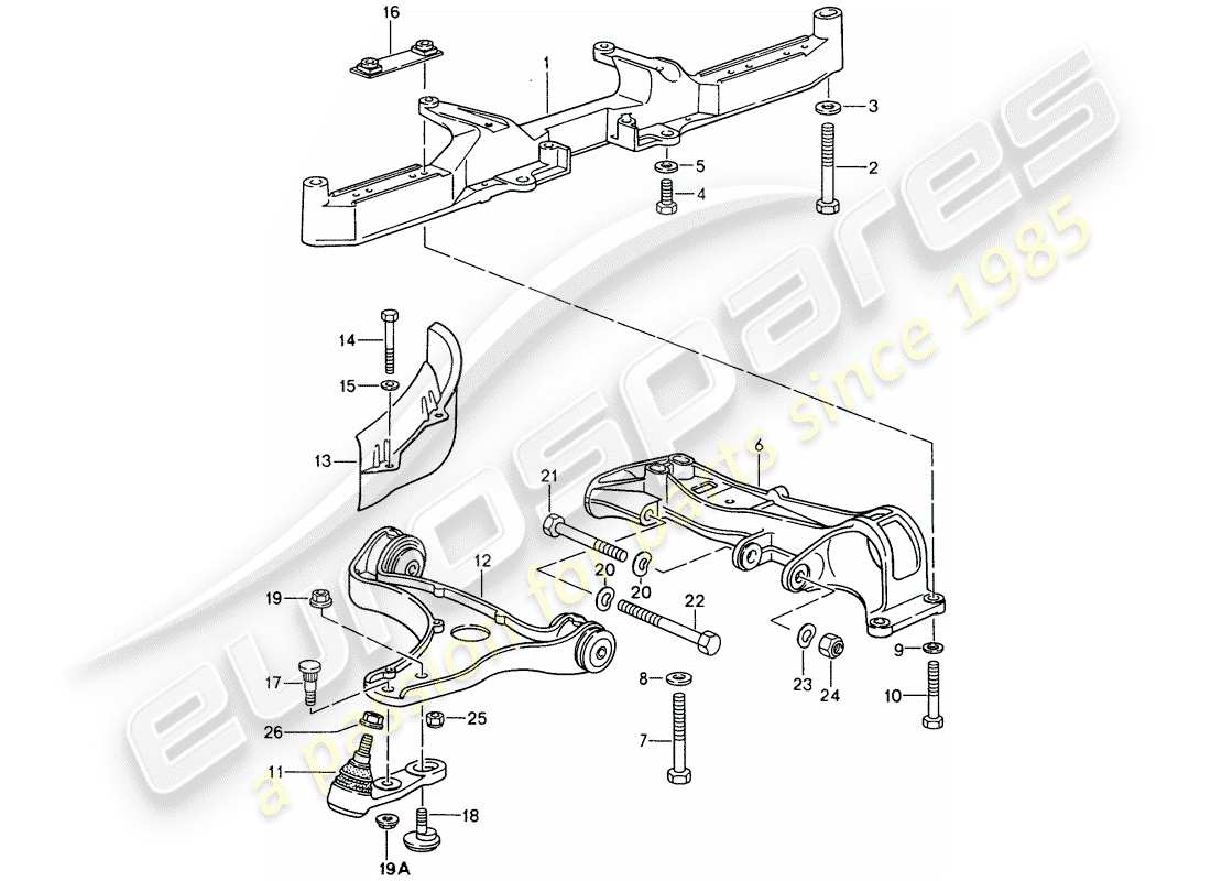 porsche 993 (1995) cross member - track control arm part diagram