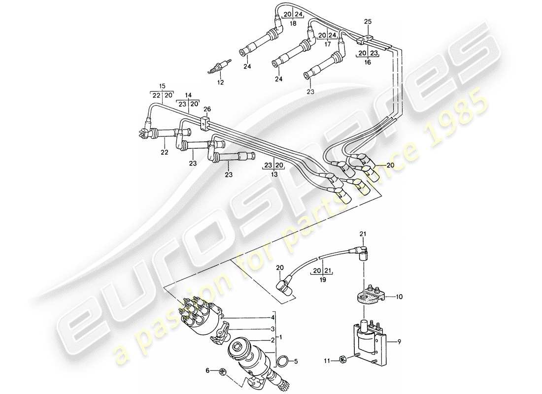 porsche 993 (1994) engine electrics part diagram