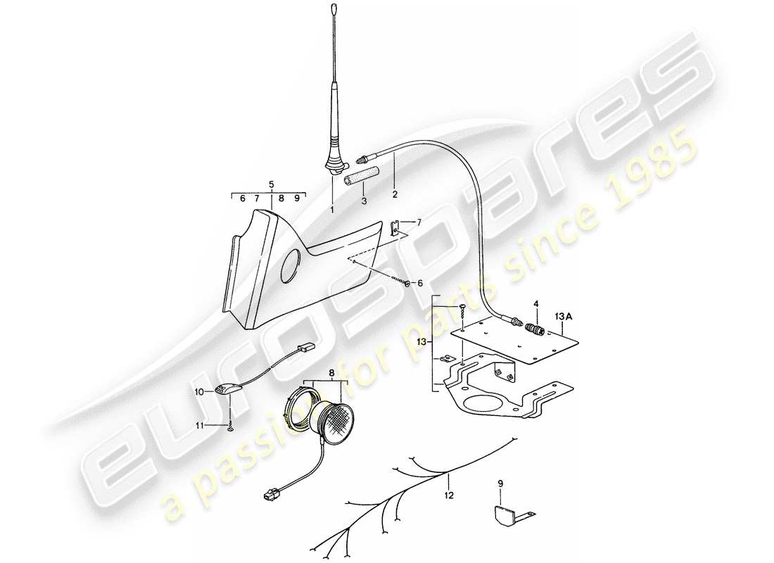 porsche 993 (1994) phone preparation part diagram