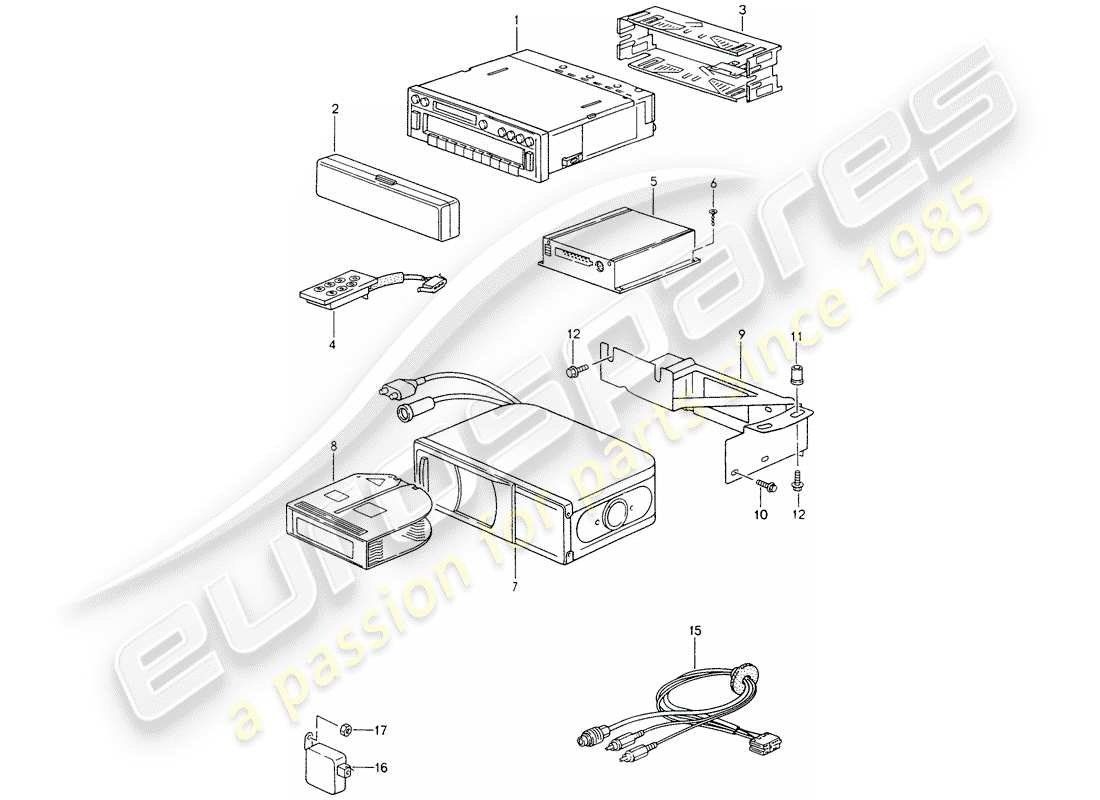 porsche 993 (1994) radio unit - amplifier - f 99-ts371 090>> - d - mj 1996>> part diagram